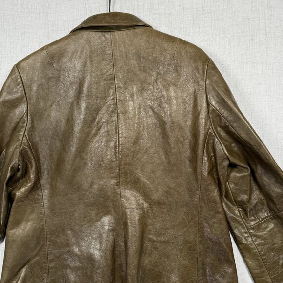 GAP Leather Blazer Brown Long Sleeve Button-Front Jacket Pockets Lined Size XL - Picture 5 of 12